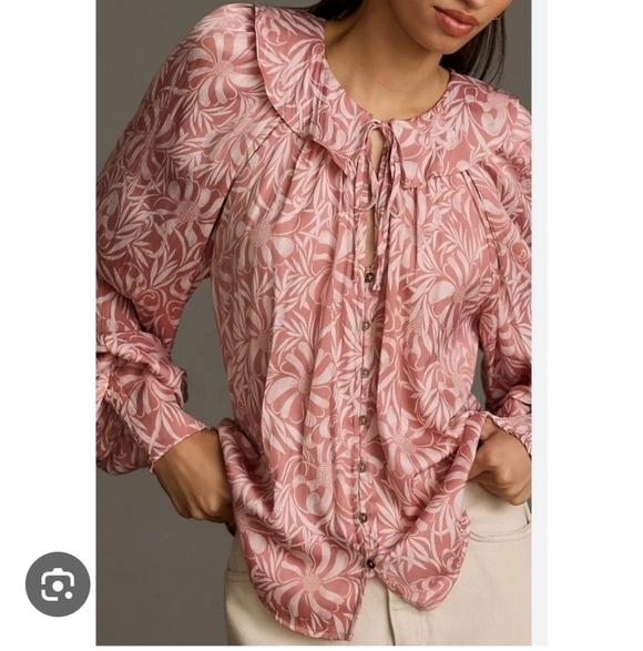 Anthropologie Tops - Anthroplogie Top Florance Balducci Femme Collared Blouse Size Large Romantic
